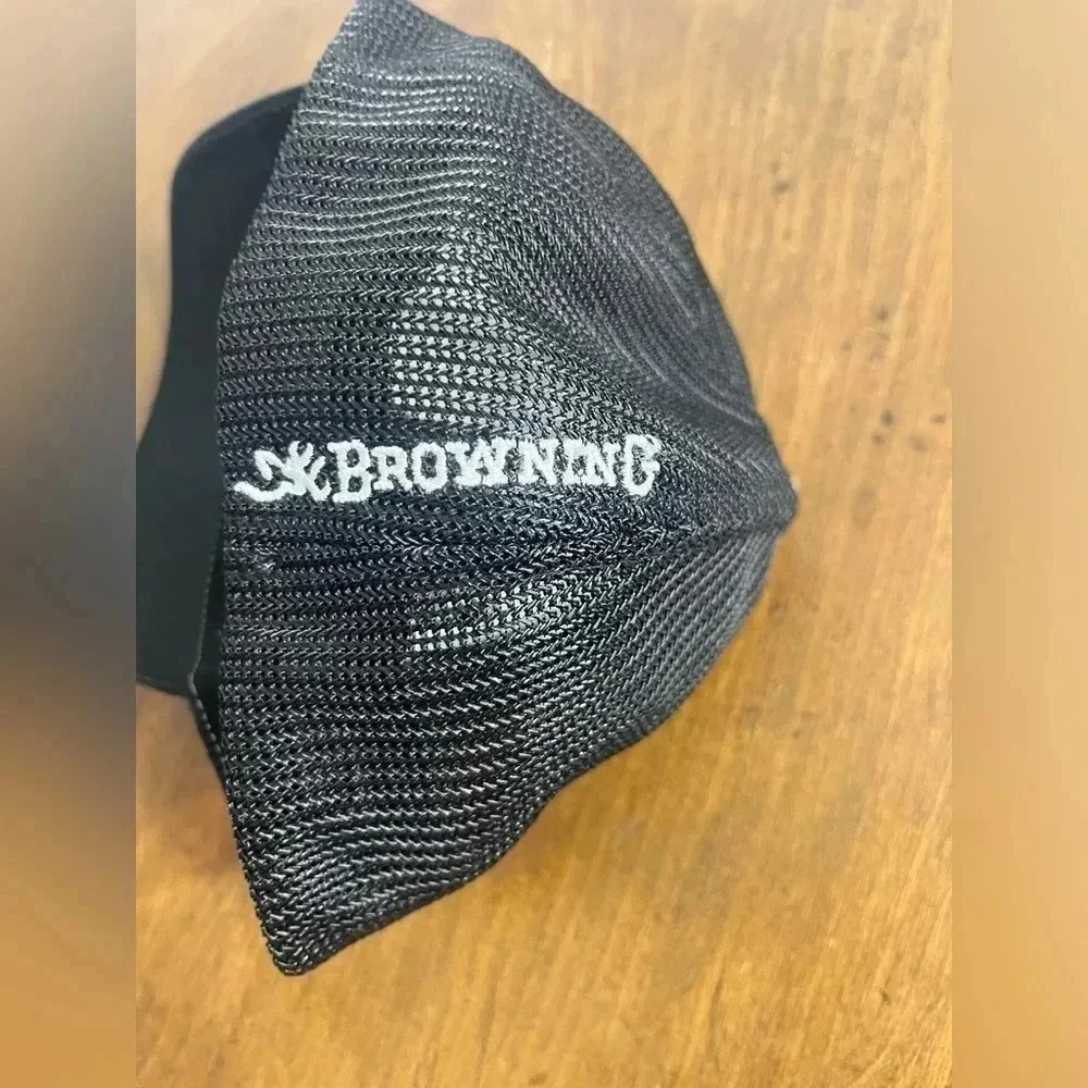 Light Grey and Black Mesh Browning Fitted **S/M‎ Hat**